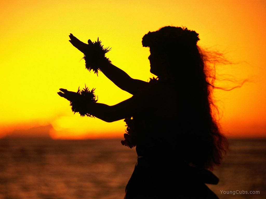 Hula Dancer at Sunset, Oahu, Hawaii